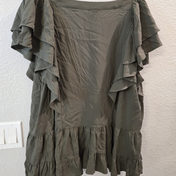 Torrid Khaki Ruffle Sleeve Blouse - Picture 2 of 2
